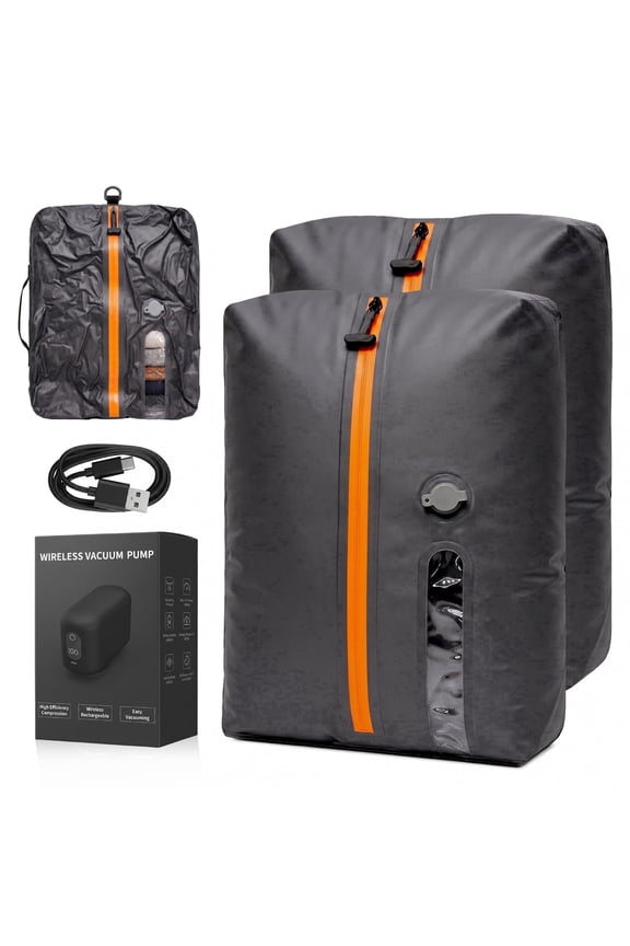 (3 Pack) Compression Bags for Travel with Pump, 22L Travel Vacuum Bags for Clothes, IPX8 Waterproof Reusable Compression Kit for Suitcase, Backpack & Home Storage