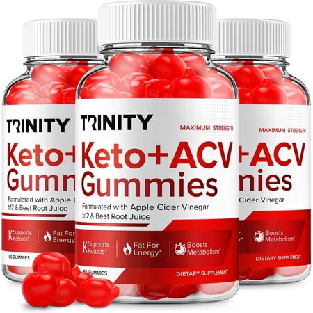 3 Pack Trinity Keto ACV Gummies Trinity ACV Keto Advanced Support Plus Apple Cider Vinegar Keto Gummies Dietary Supplement B12 Beet Root Juice Men Women 60 Gummies 180 Gummies