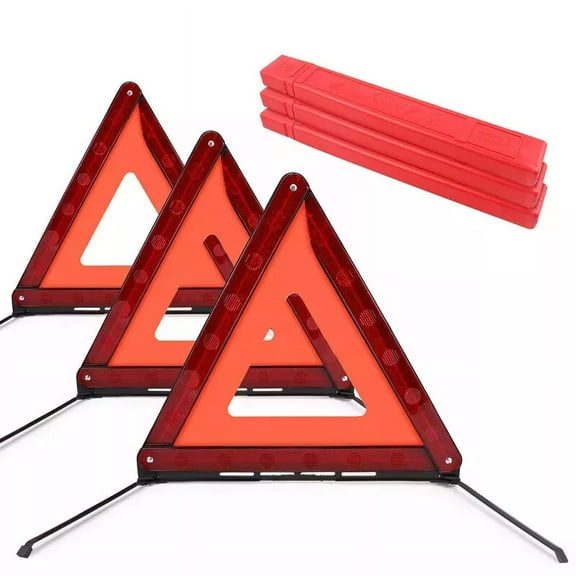 3 Pack Triple Emergency Warning Triangle Reflector EU Road Roadside Safety Sign Unbranded