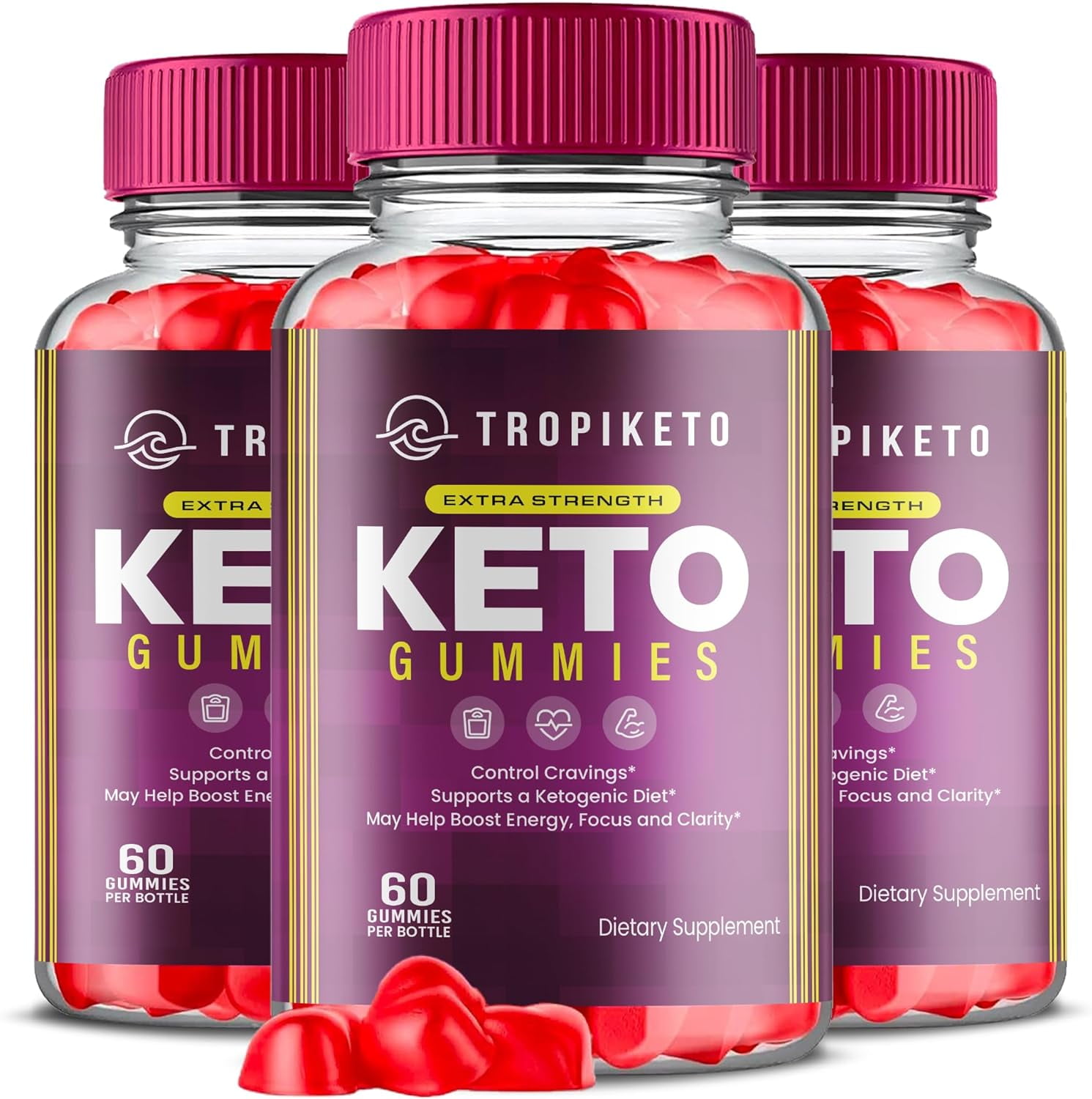 (3 Pack) Tropiketo Keto ACV Gummies Apple Cider Vinegar Supplement