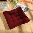 thumbnail image 1 of 3 Pack Tufed Square Floor Pillows, Meditation Tatami Pillow Solid Thick Tufted Seat Cushion Sitting Pillow for Yoga Living Room Office Chair, 22"x22" Wine Red, 1 of 8