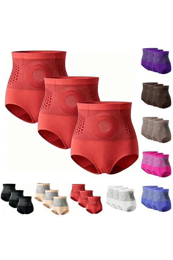 3 Pack Tummy Control Shapewear for Women, 4 in 1 High Waisted Seamless Shaping Underwear Athletic Yoga Underwear,Red XL