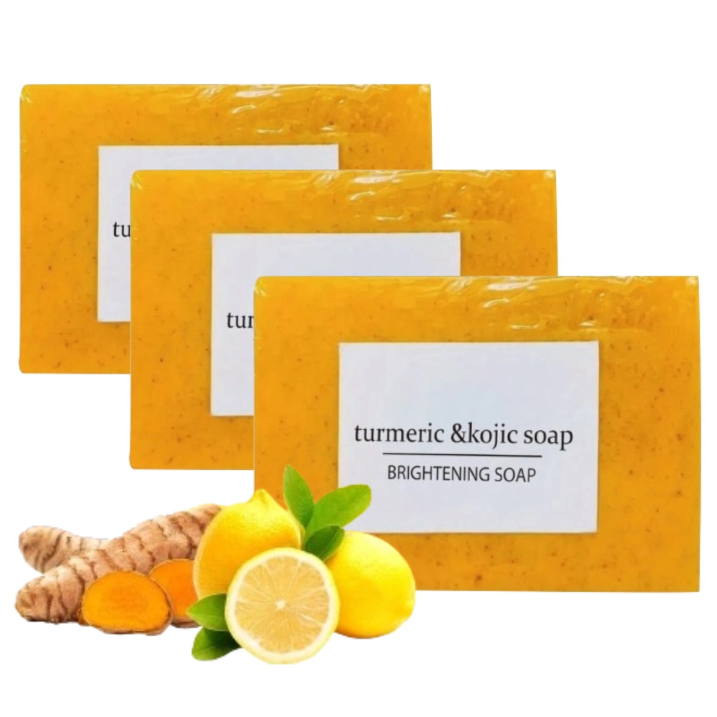 3 Pack Turmeric Soap Bar, Organic Tumeric Soap for Face and Body, Lemon