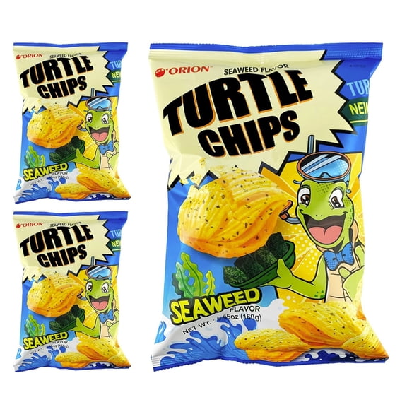 3-Pack Turtle Chips Seaweed Flavor 160g (Korean Snack, Layered Crispy Chips)
