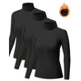 thumbnail image 1 of 3 Pack Turtleneck Long Sleeve Shirts Thermal Underwear for Women Long Johns Winter Clothes Warm Base Layer Tops Black-Black-Black M, 1 of 7