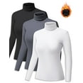 thumbnail image 1 of 3 Pack Turtleneck Long Sleeve Shirts Thermal Underwear for Women Long Johns Winter Clothes Warm Base Layer Tops Black-White-Grey XXL, 1 of 7