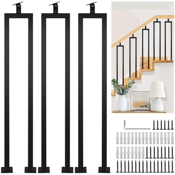 3 Pack U Shape 36" Stair Balusters with Adjustable Top Bracket for Staircase Interior, Baluster for Stair Handrail Indoor Steps by$$Tools & Hardware Other