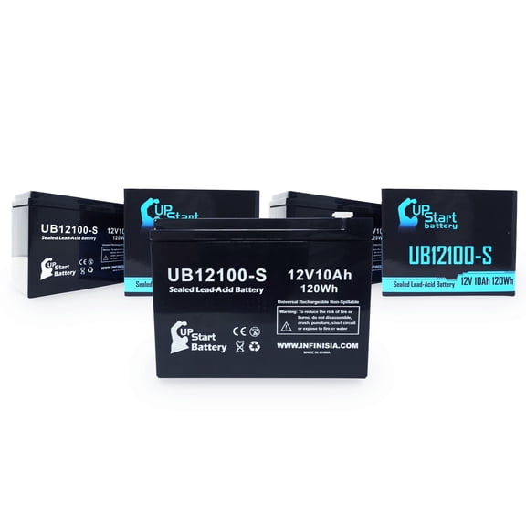 3-Pack UB12100-S Universal Sealed Lead Acid Battery (12V 10Ah, F2 Terminal, AGM, SLA) Replacement - Compatible With Schwinn S500, S350, Missile FS, S180, S750, S600, Razor Rebellion Chopper
