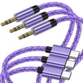 thumbnail image 1 of 3 Pack USB C to 3.5mm Audio Aux Jack Cable, Type C to 3.5mm Headphone Car Stereo Cord Aux to USB C 3.3FT Audio Cable Compatible with iPhone 15 Pro Max 15 Plus, Samsung Galaxy S24 S23 S22, Purple, 1 of 7