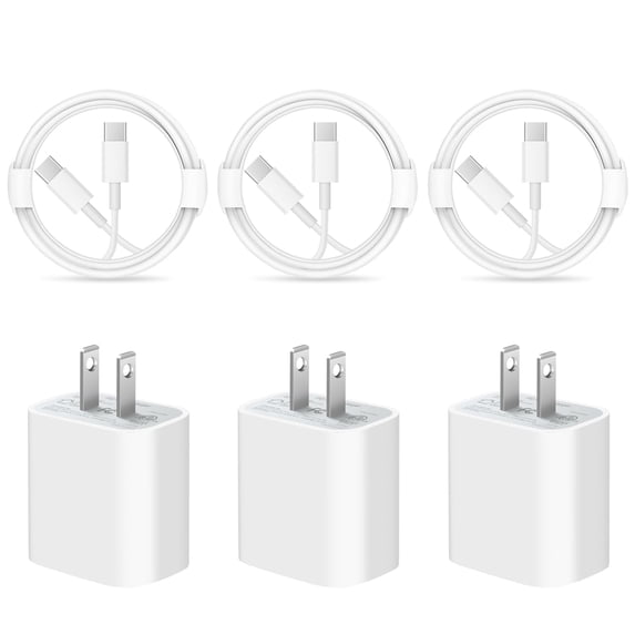 3 Pack USB C Charger with 6FT Cable Compatible for iPhone 17 16 15/iPhone 15 Pro/iPhone 15 Pro Max/iPad Pro/Mini/Air4/AirPods