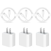 شاحن USB C مكون من 3 عبوات مع كابل بطول 6 أقدام متوافق مع iPhone 17 16 15/iPhone 15 Pro/iPhone 15 Pro Max/iPad Pro/Mini/Air4/AirPods