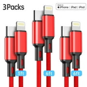 3 Pack USB C to Lightning Cable [MFi Certified] 3ft/6ft/6ft Long Lightning Cable Fast Charging High Speed Data Sync USB Cable Compatible for iPhone 14 13 13Pro 12 11 Max xs xr x SE iPad and More