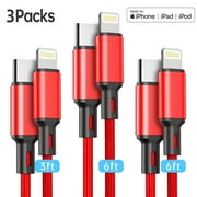 Cshidworld 3 Pack USB C to Lightning Cable [MFi Certified] 3/6/6ft,Fast Charging High Speed Data Sync USB Cable Compatible for iPhone 14 13 13Pro 12 11 Max xs xr x SE iPad and More