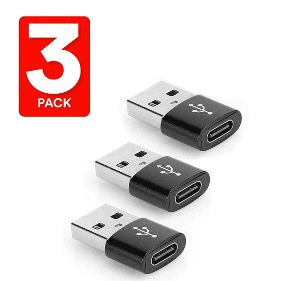 3-Pack USB-C to USB-A Adapter, Silver