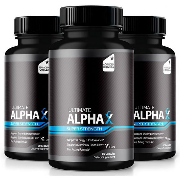 (3 Pack) Ultimate Alpha X Pills, Unlock Your Maximum Performance & Capacity, Natural Herbal Capsules, Extra Strength Formula for Overall Health, Daily Nutrition, Ultimate AlphaX Review (180 Capsules)