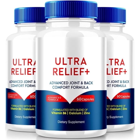 (3 Pack) Ultra Relief+ Capsules, Official Formula for Joint Health, All-Natural Supplement To Support Joint Function and Mobility, Ultra Relief + Pills, Ultra Relief Plus Reviews (180 Capsules)
