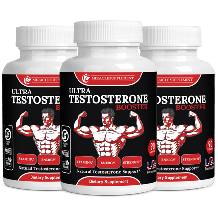 3 Pack Ultra Testosterone Booster Testosterone Supplement for Vitality, Strength, and Performance for Men, 90 ct.