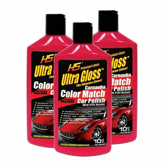 3 Pack UltraGloss HS Carnauba Car Polish Red 10oz with Gloves and Micro-fiber Cloth / 29.953-3PK