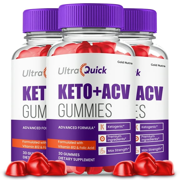 (3 Pack) UltraQuick Keto ACV Gummies, Apple Cider Vinegar, Max Strength, 3 Month Supply Dietary Supplement, Made in USA