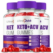 3 Pack UltraQuick Keto ACV Gummies, Apple Cider Vinegar, Max Strength, 3 Month Supply Dietary Supplement, Made in USA
