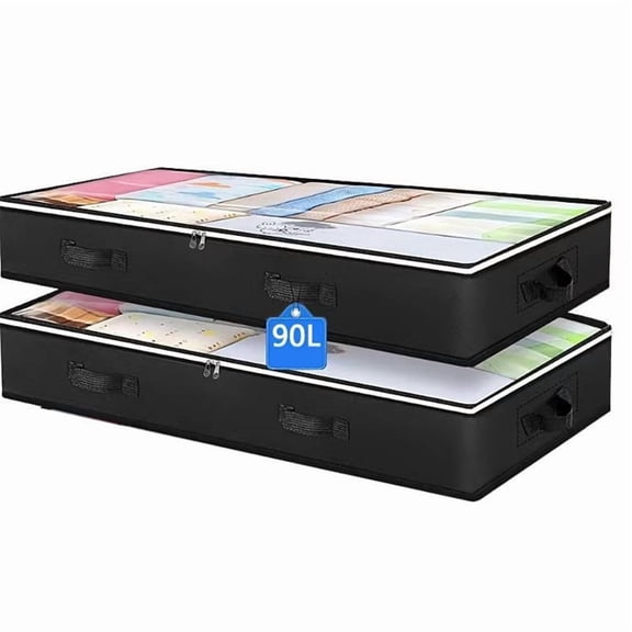 3 Pack Under Bed Storage Container Organizer Large Capacity Under Bed Clothes Storage Box Foldable Storage Bag with Clear Window