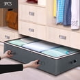 thumbnail image 1 of 3 Pack Under Bed Storage Container Organizer Large Capacity Under Bed Clothes Storage Box Foldable Storage Bag with Clear Window, 1 of 10