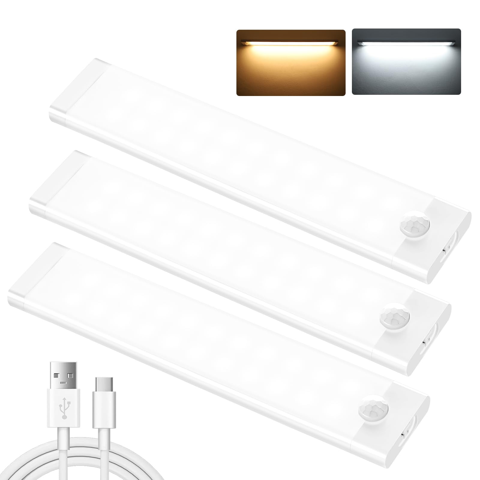 3 Pack Under Light Set, 44 LED Motion Sensor Under