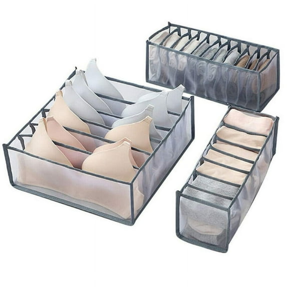 3 Pack Underwear Organizer, Sock Drawer Organizer, Bra Organizer Divider, Folding Closet Storage Box Small Dresser Organizer for Underwear, Socks, Clothes, Stockings, Handkerchiefs, Tied and Bras