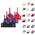 thumbnail image 1 of 3 Pack Underwire Bras for Women Elegant Floral Lace Adjustable Strap Push Up Bra Everyday Bra, 1 of 3