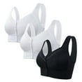 thumbnail image 1 of 3 Pack No Underwire Support Everyday Bras Women's Front Closure Plus Size Bra Womens Bras Wireless Plus Size Full Coverage Bra No Underwire Bras for Seniors Nursing & Easy Dressing, 1 of 4