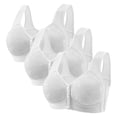 thumbnail image 1 of 3 Pack No Underwire T Shirt Bras Bralette for Daily Front Closure Full Coverage Lace Bralette Seamless Unlined Bra Gather Push Up Bras Womens Front-Close Bra Plunge Bra Jelly Bras for Women, 1 of 4