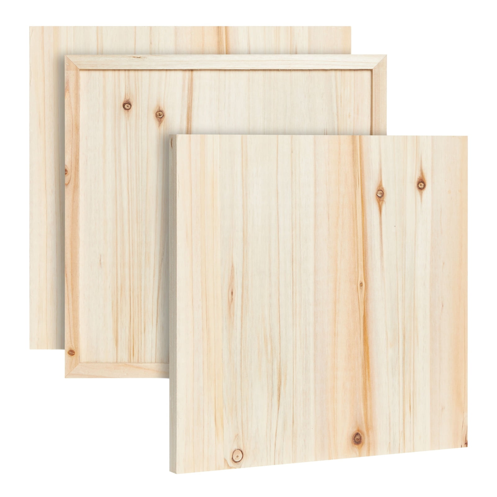 3-Pack Unfinished Wooden Panel Boards, 12x12-Inch Wood Plaque with