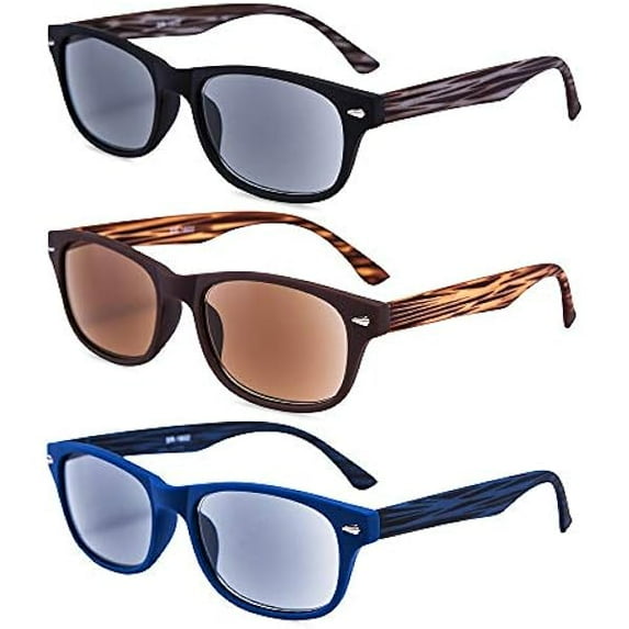 3 Pack Unisex Classic of Style Sunglasses Readers Outdoor Reading Glasses for Men and Women 2.25- Not Bifocals