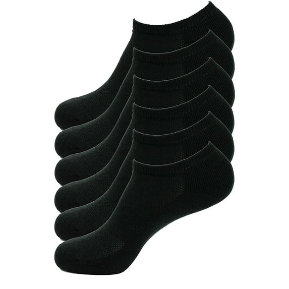 3-Pack Unisex Cotton Athletic Running Low-Cut Cushioned Socks 10-13, Black