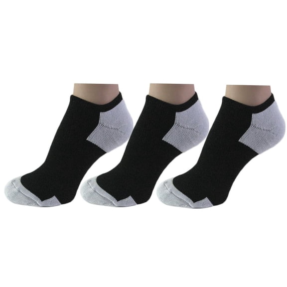 3-Pack Unisex Cotton Athletic Running Low-Cut Cushioned Socks 9-11, Black/Ash