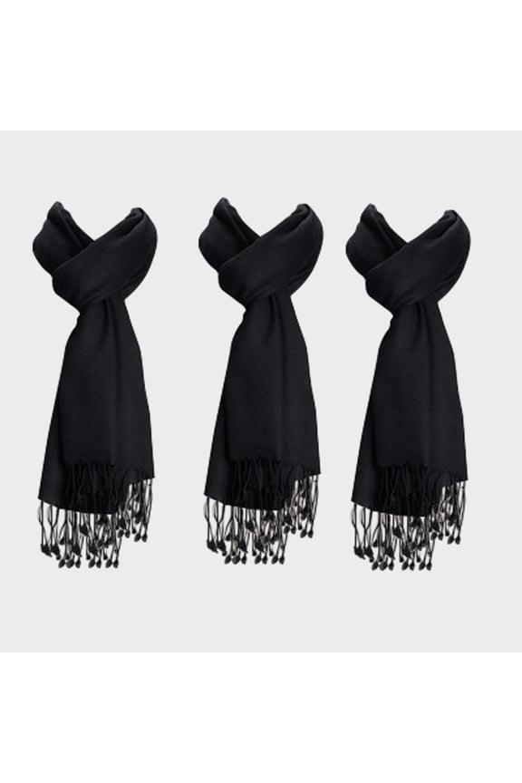 3 Pack Unisex Fleece Lined Thermal Scarf Black 9.5 X 59