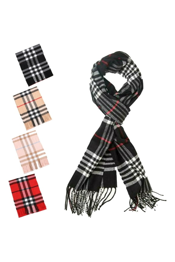 3 Pack Unisex Fleece Scarf Assorted Plaid Colors 9.5 X 59