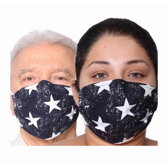 3-Pack Unisex Stars Cotton Reusable Side Pleats Face Mask 167M2173