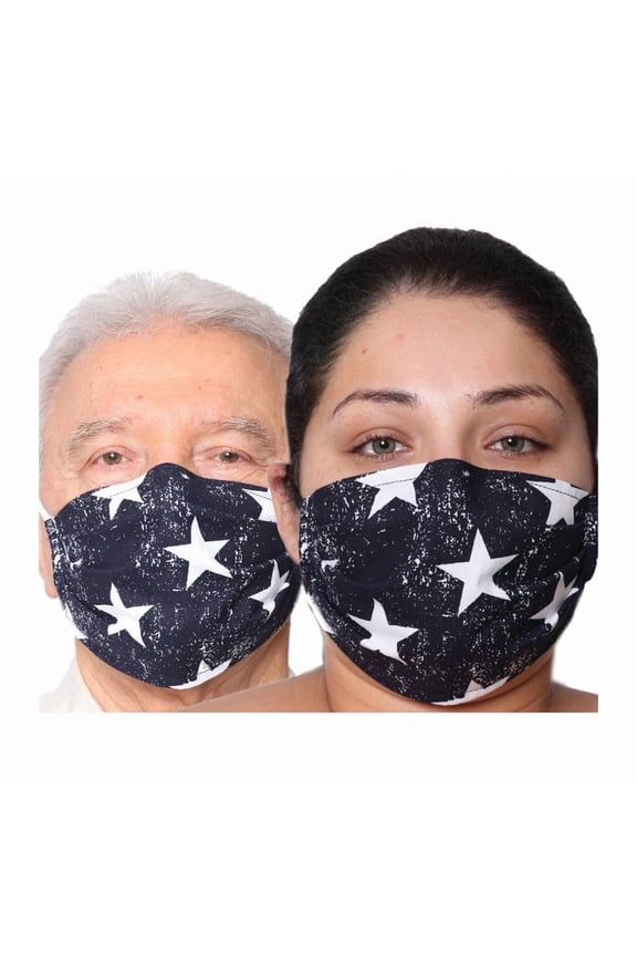 3-Pack Unisex Stars Cotton Reusable Side Pleats Face Mask 167M2173