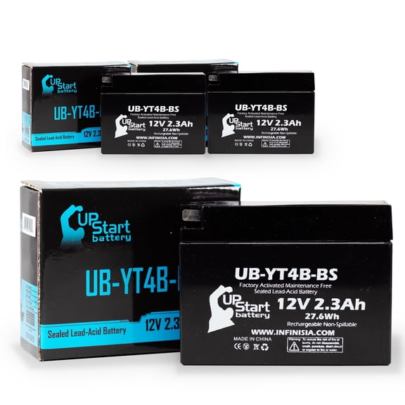 3-Pack UpStart Battery Replacement for 2014 Yamaha TTR110E 110CC Factory Activated, Maintenance Free, Motorcycle Battery - 12V, 2.3Ah, UB-YT4B-BS