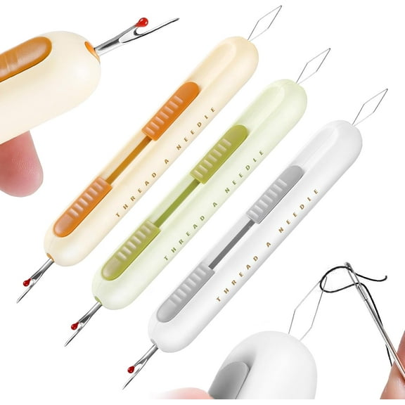3 Pack Upgraded 2 in 1 Automatic Needle Threaders Seam Ripper,Sewing Machine Needle Threader Tool,Dual-End Design for Easy Threading, Unthreading, Fabric Crafting and Sewing Supplies