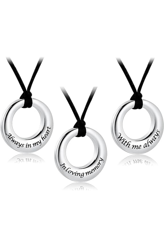 3 Pack Urn Necklaces for Ashes Circle of Life Cremation Pendant Eternity Memorial Jewelry for Women Men Personality Carved Keepsake Gift