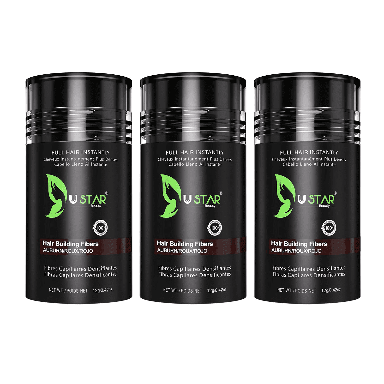 3 Pack - Ustar Hair Building Fiber Auburn 0.42 oz/12 g