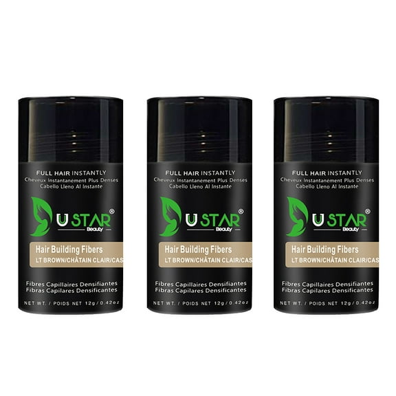 3 Pack - Ustar Hair Building Fiber Light Brown 0.42 oz/12 g