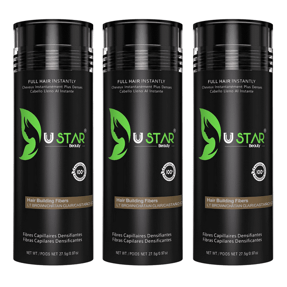 3 Pack - Ustar Hair Building Fiber Light Brown 0.97 oz/27.5 g