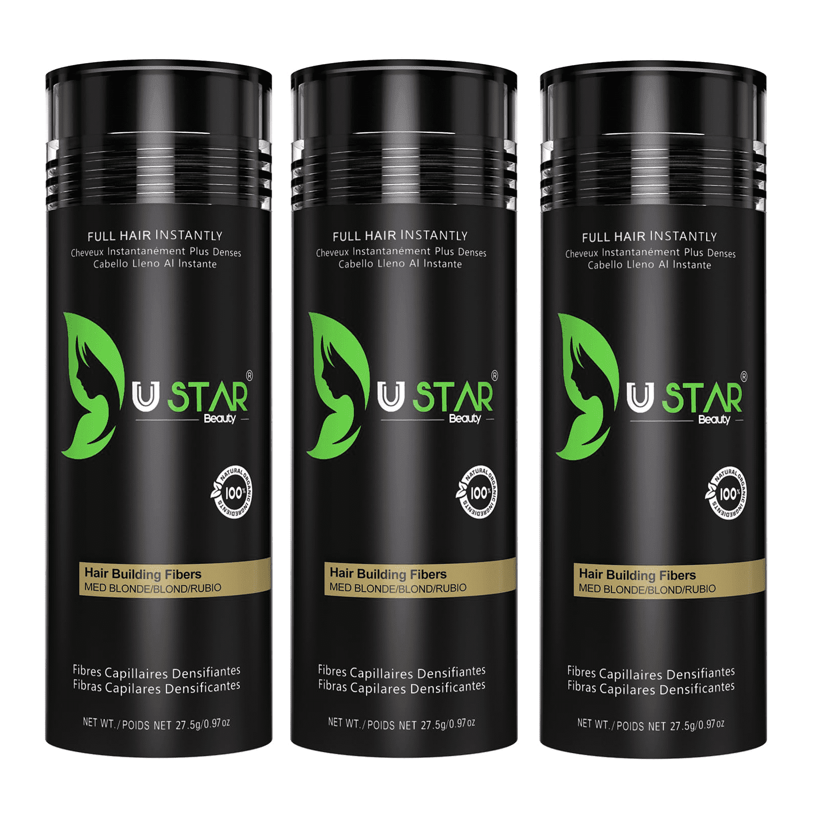 3 Pack - Ustar Hair Building Fiber Medium Blonde 0.97 oz/27.5 g