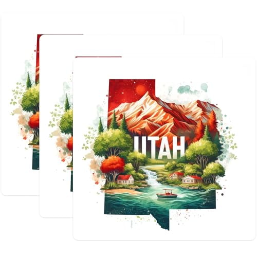 (3 Pack) Utah Decals - Utah State - Landscape Decals - 3 Inches On Longest Side - Easy Peel & Apply - Made in USA - 3MCS4302