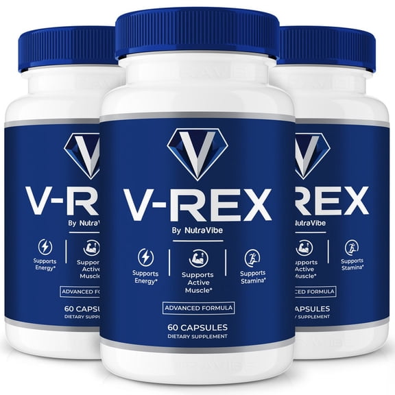 (3 Pack) V-Rex Original VRex Capsules with a Natural Daily Blend for Energy & Wellness | Clean, Gentle, Easy-to-Swallow Pills (180 Capsules)