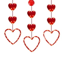 3 Pack Valentine's Day Window Lights Heart Shaped LED String Lights Battery Operated with Suction Cup for Indoor Outdoor Wedding Anniversary Party Holiday Decor