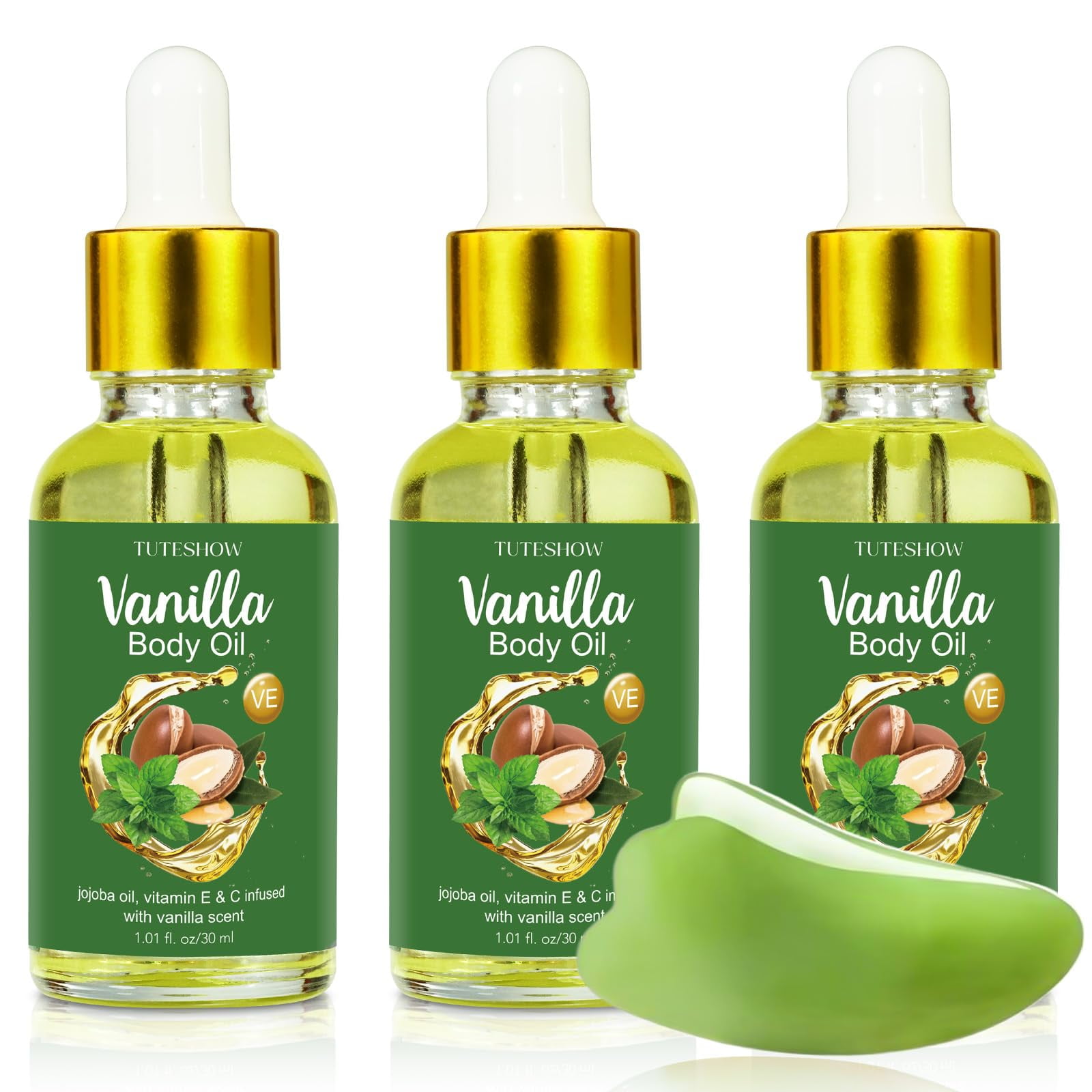 3 Pack Vanilla Body HMF23 Oil Scented, Jojoba Oil and Vitamin E & C ...
